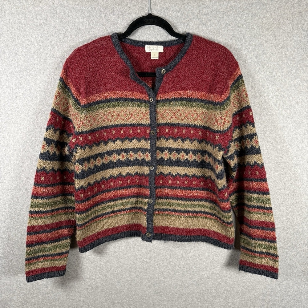 Christopher and banks cardigan womens large fair isle sweater vintage